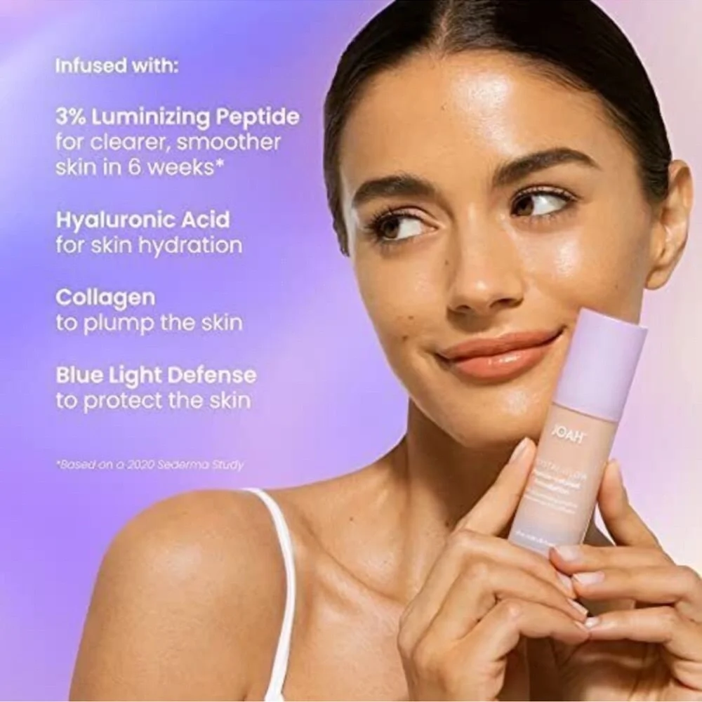 JOAH Crystal Glow Peptide-Infused Foundation – MW020 (Light to Medium)